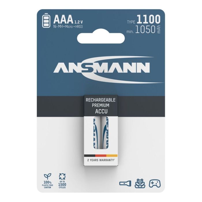 Ansmann Rechargable Batteries 1x2 NiMH Micro 1100 mAh