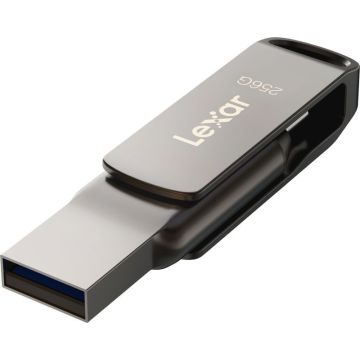 Lexar JumpDrive Dual Drive D400 Type-C/Type-C & Type-A, līdz 130MB/s lasīšanai (USB 3.1) 256GB