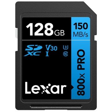 Lexar SDXC 800x Pro UHS-I atmiņas karte, C10 (V30) U3, R150/W45, 128GB
