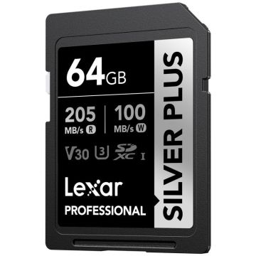 Lexar SDXC atmiņas karte Professional SILVER Plus 1066x UHS-I/U3/A2/4K R205/W100 (V30) 64GB