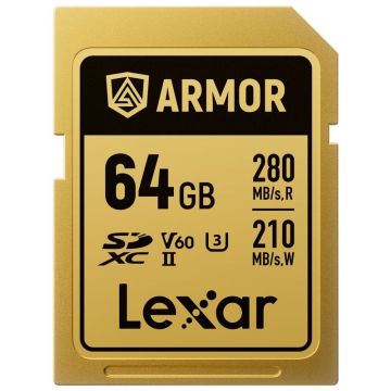 Lexar SDXC ARMOR Gold UHS-II U3, Stainless Steel, IP68 R280/W210 (V60) 64GB