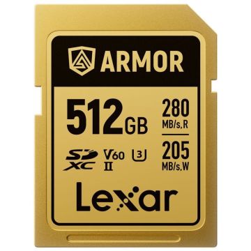 Lexar SDXC ARMOR Gold UHS-II U3, Stainless Steel, IP68 R280/W210 (V60) 512GB