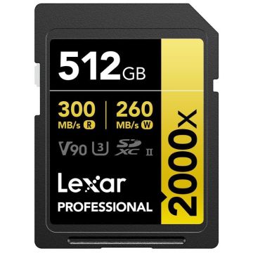 Lexar SDXC Pro 2000X UHS-II U3 R300/W260 (V90) 512GB
