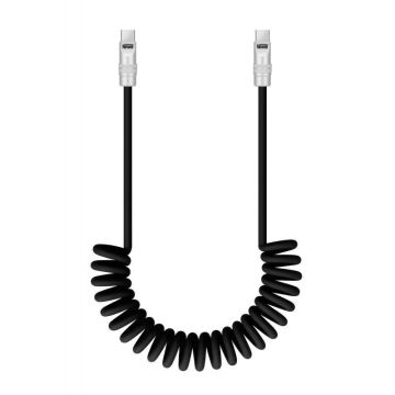 Newell USB-C - USB-C 100 W kabelis, 2 m, Silikons, Spirāle, Melns
