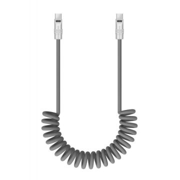 Newell USB-C - USB-C 100 W kabelis, 2 m, Silikons, Spirāle, Pelēks