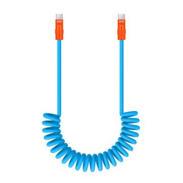 Newell USB-C - USB-C 100 W kabelis, 2 m, Silikons, Spirāle, Zils-Oranžs