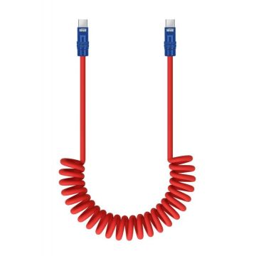 Newell USB-C - USB-C 100 W kabelis, 2 m, Silikons, Spirāle, Sarkans-Jūras zils