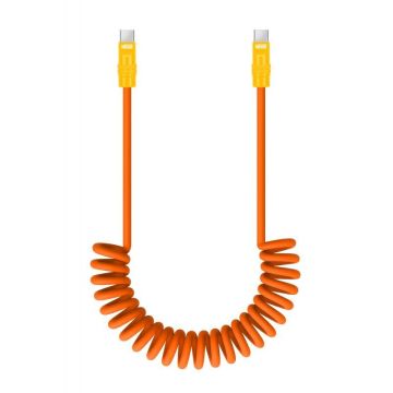Newell USB-C - USB-C 100 W kabelis, 1,5 m, silikons, spirāle, oranži-dzeltens