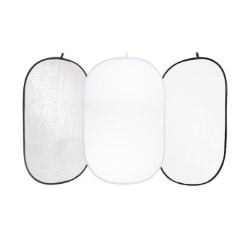 Quadralite Salokāms Reflektors Sudrabs-Balts 120x180cm KLASE B + Salokāms Reflektors Caurspīdīgs 120x180cm