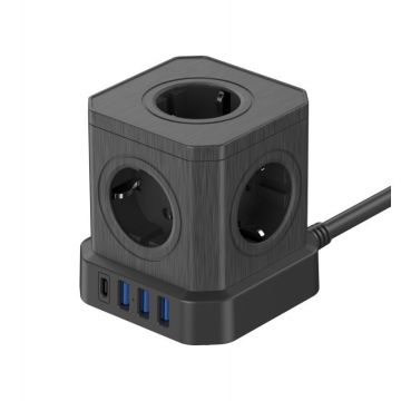 Newell GaN Power Cube 9-in-1 strāvas sadalītājs, melns