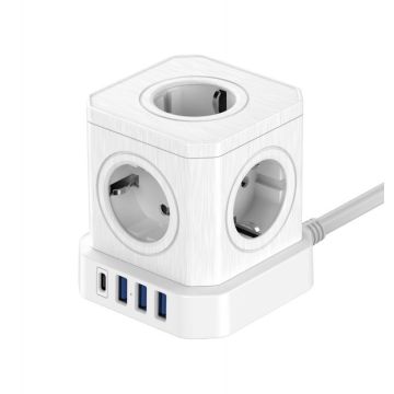 Newell GaN Power Cube 9-in-1 strāvas sadalītājs, balts