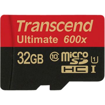 Transcend microSDHC 32GB Class 10 UHS-I MLC 600x + SD adapteris