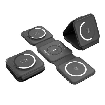 Choetech 3 in 1 foldable magnetic wireless charging station T588 F (black)