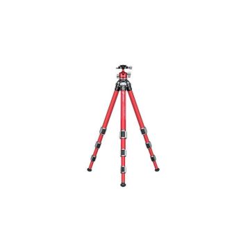Leofoto LA-284C+LH-30 karbona statīvs ar lodveida galvu sarkans