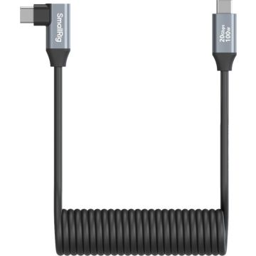 SmallRig 4792 USB-C Taisns uz USB-C Leņķisks Spirālveida Datu Kabelis