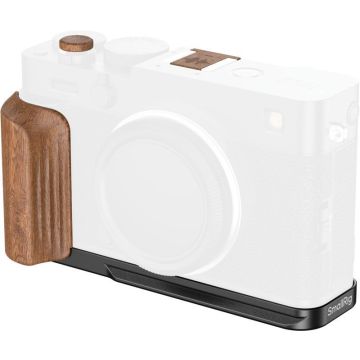 SmallRig 5985 L-shaped mount plate with wooden handle for FUJIFILM X-E5 (Rosewood, black)