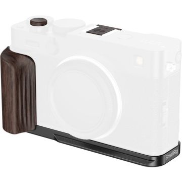 SmallRig 6237 L-shaped mount plate with wooden handle for FUJIFILM X-E5 (Ebony, black)