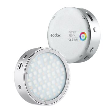 Godox R1 RGB apaļās galvas LED gaisma, sudraba
