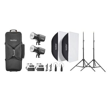 Godox Litemons LA150R RGB LED 2 gaismu komplekts ar somu, melns