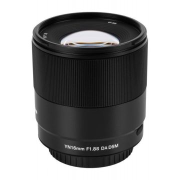 Yongnuo YN 16 mm f/1.8 DA DSM objektīvs, paredzēts Sony E