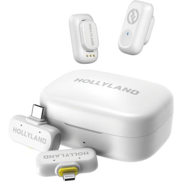 Hollyland LARK A1 Combo Ivory Balts, with USB-C RX + Lightning RX + Charging Case