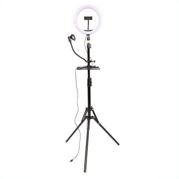 StudioKing SK-K190 LED vlogu komplekts ar gredzena lampu un mikrofona turētāju