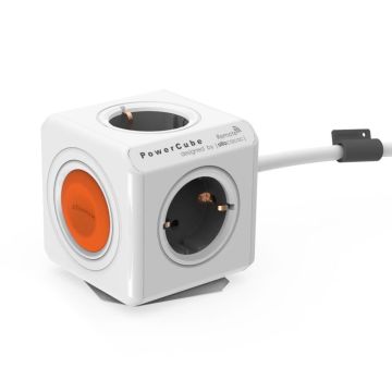 Allocacoc PowerCube Extended Remote kontaktligzdu sadalītājs, balts