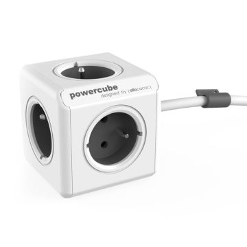 Allocacoc PowerCube Extended strāvas sadalītājs ar 1,5m kabeli (FR), pelēks
