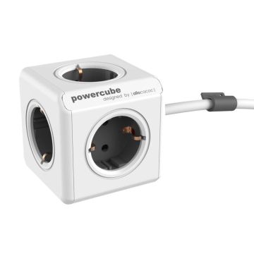 Allocacoc PowerCube Extended strāvas sadalītājs ar 1,5m kabeli, pelēks