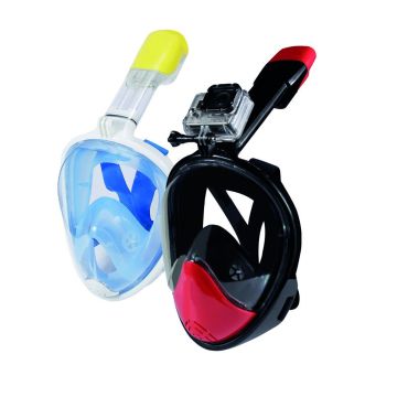 Caruba Full Face Snorkel Mask Dual Air Removable + Action Cam Mount (Pink S / M)