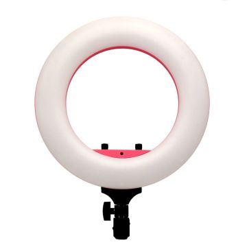 Caruba Round Vlogger 12 collu LED gaismas komplekts ar somu, rozā (MENZ)