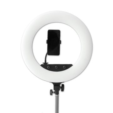Caruba RGB Round Vlogger 18 collu LED gaismas komplekts ar somu, balts