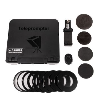 Caruba teleprompteris, paredzēts viedtālrunim, planšetdatoram vai kamerai