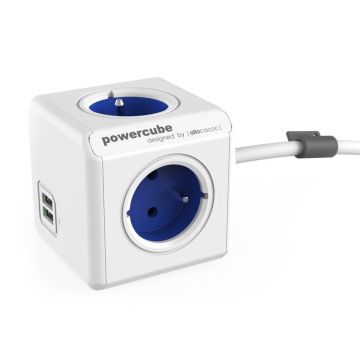 Allocacoc PowerCube Extended USB strāvas sadalītājs ar 1,5m kabeli (FR), zils
