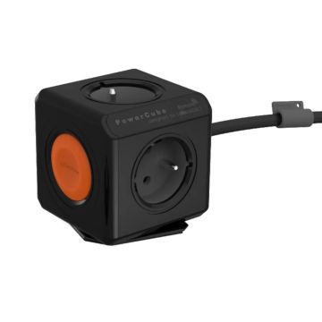Allocacoc PowerCube Extended Remote (FR) kontaktligzdu sadalītājs, melns
