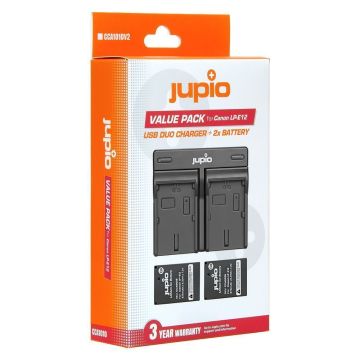 Canon Jupio komplekts: 2x akumulators LP-E12 + USB-C divvietīgs lādētājs