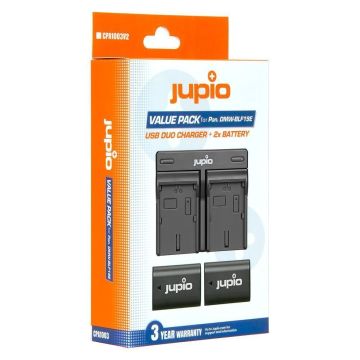 Panasonic Jupio komplekts: 2x DMW-BLF19E 1860mAh akumulatori + USB-C divvietu lādētājs