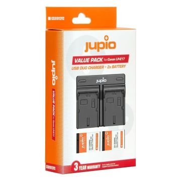 Canon Jupio Value Pack komplekts: 2x LP-E17 1100mAh akumulatori + USB-C dubultais lādētājs