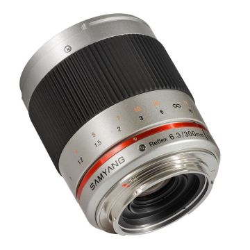 Samyang 300mm F6.3 Reflex Canon M sudraba