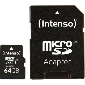 Intenso microSDXC karte 64GB C10 UHS-I Premium ar adapteri