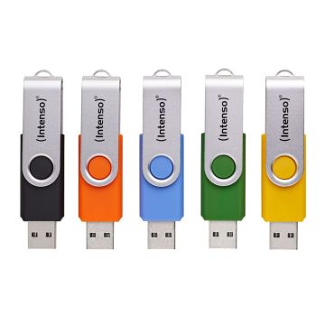 Intenso Office Line 5x 64GB USB Stick 3.2 Multipack x5 daudzkrāsains