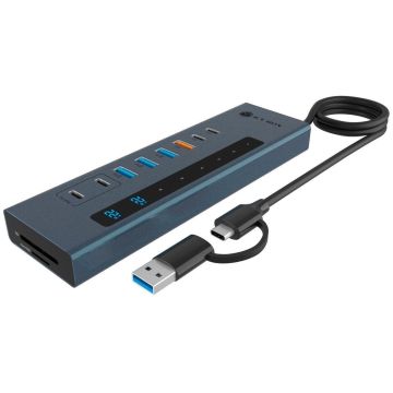 ICY BOX IB-HUB1742CR-C2PD 11-in-1 CENTRMEZGLS ar PD & Karšu Lasītājs