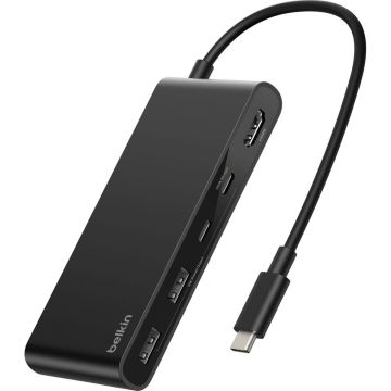 Belkin CONNECT USB-C 7-in-1 ar diviem USB-C portiem, melns AVC023hqBK
