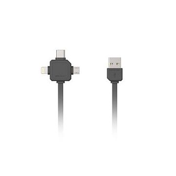 Allocacoc 3in1 USB kabelis (MicroUSB/iPhone Lightning/USB-C)
