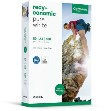 Recyconomic Pure White ISO 90 A4 80 g papīrs 500 loksnes (paka)