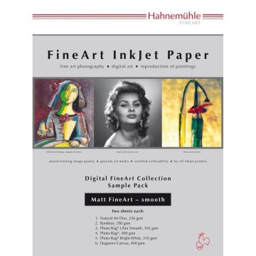 Hahnemühle Digital FineArt inkjet papīrs A4 testa komplekts matēts gluds