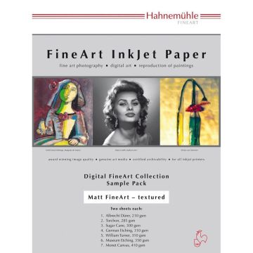 Hahnemühle Digital FineArt inkjet papīrs A4 testa komplekts matēts, teksturēts