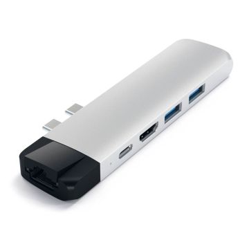 Satechi Type-C Pro Hub 4K HDMI ar Ethernet sudrabs