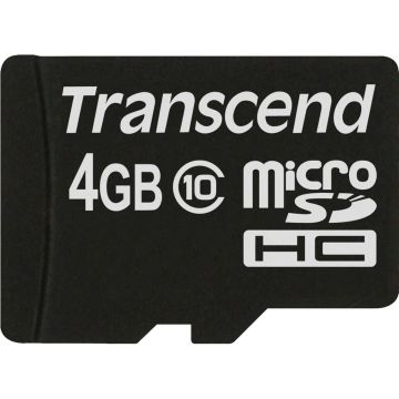 Transcend MicroSD Card SDHC 4GB + Adapter/Class 10 memory card with adapter