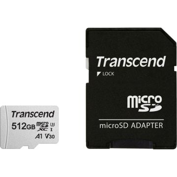 Transcend microSDXC 300S-A 512GB atmiņas karte Class 10 UHS-I U3 V30 A1